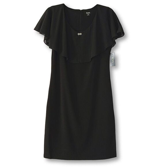 NWT SL Fashion Plus V-neck With Popover Sheer Details Sheath Mini Dress - Picture 6 of 9